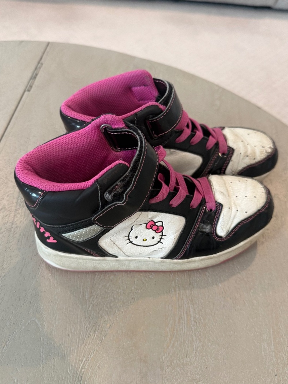 Hello Kitty Black & Hot Pink High Top Sneakers; Sz 3M
